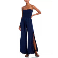 peixoto Harriet Strapless Smocked Jumpsuit in classic navy - women's pants