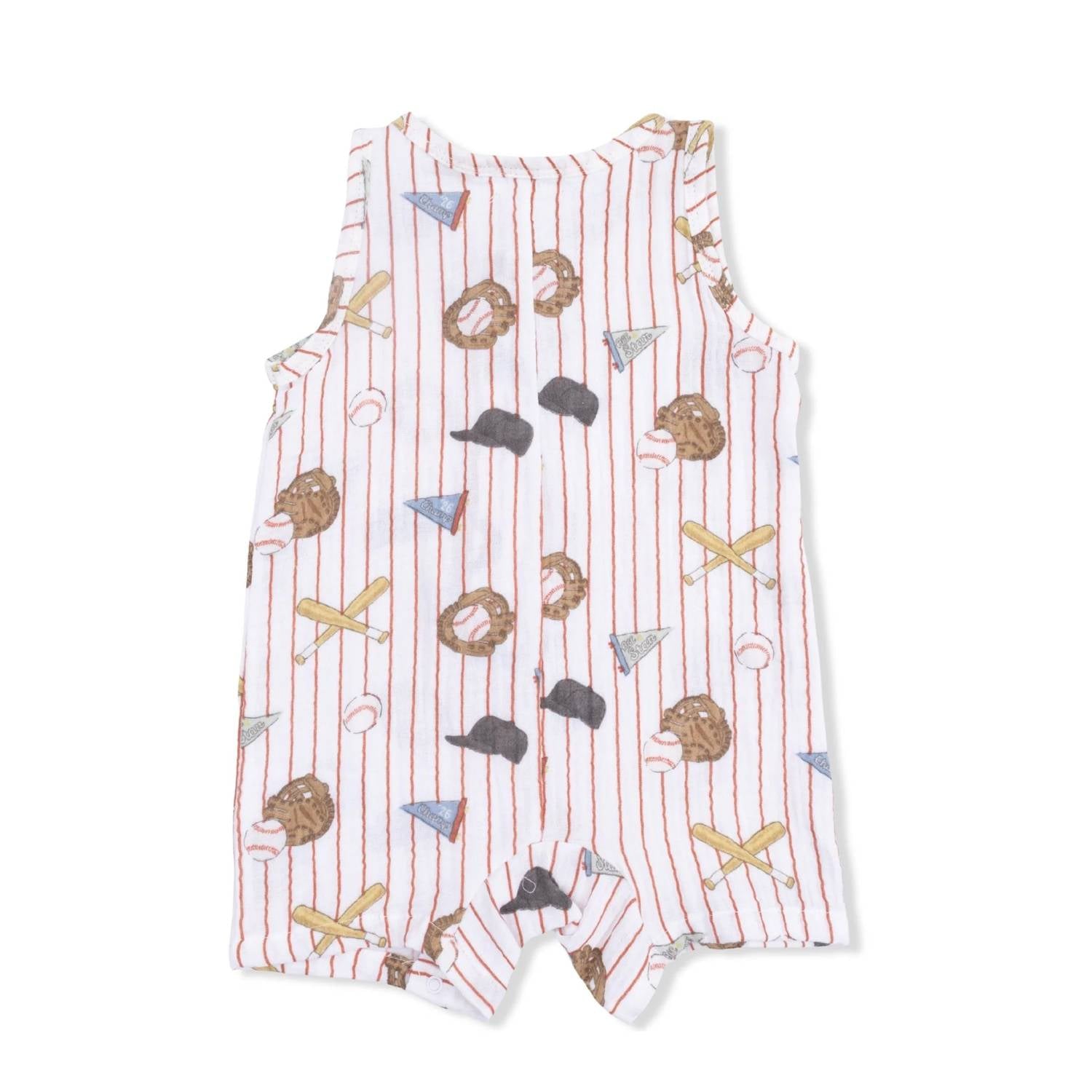 Angel Dear - Kids Vintage Baseball Stripe Muslin Sleeveless Shortie Romper
