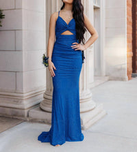 La Femme - Fitted Rhinestone Jersey Prom Dress