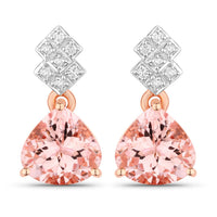Diana M Jewels Women's Heart Natural Morganite Stud Earrings (3.31 Ct) - Signature Plus in 14k rose gold - women's jewelry