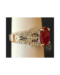 P & K Jewelry Women's Sterling Raspberry Cubic Zirconia Ring in red silver - women's jewelry - detail view