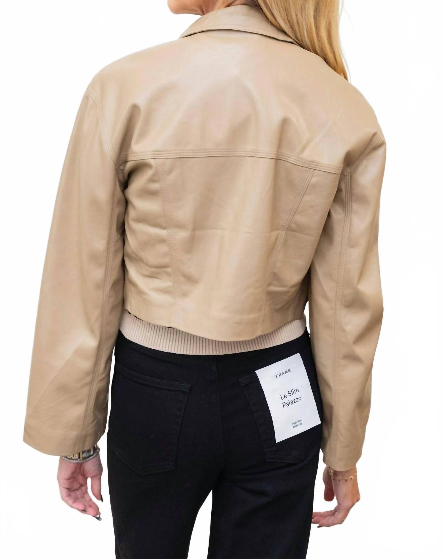 Elan - Cropped Vegan Leather Jacket