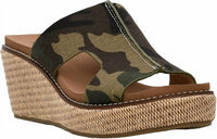 Corkys Footwear Women's Kiss N Tell Wedge Sandal in camo - women's sandal