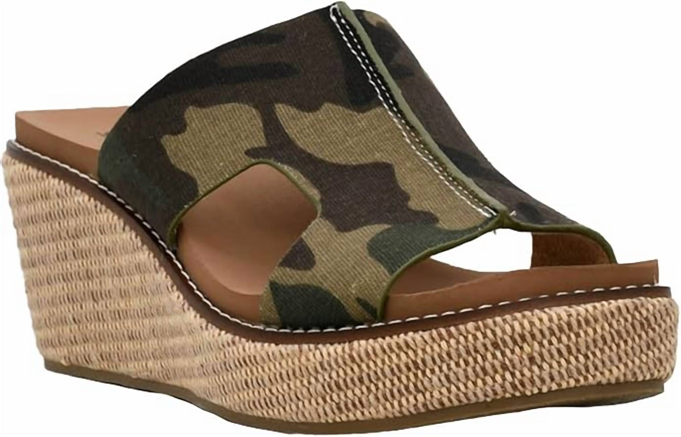 Corkys Footwear Women's Kiss N Tell Wedge Sandal in camo - women's sandal