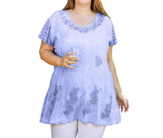 On The Plus Side - Brin Short Sleeve Chambray Tunic - Plus