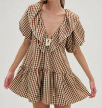 Lil Lemons By For Love And Lemons - Gingerbread Gingham Mini Dress