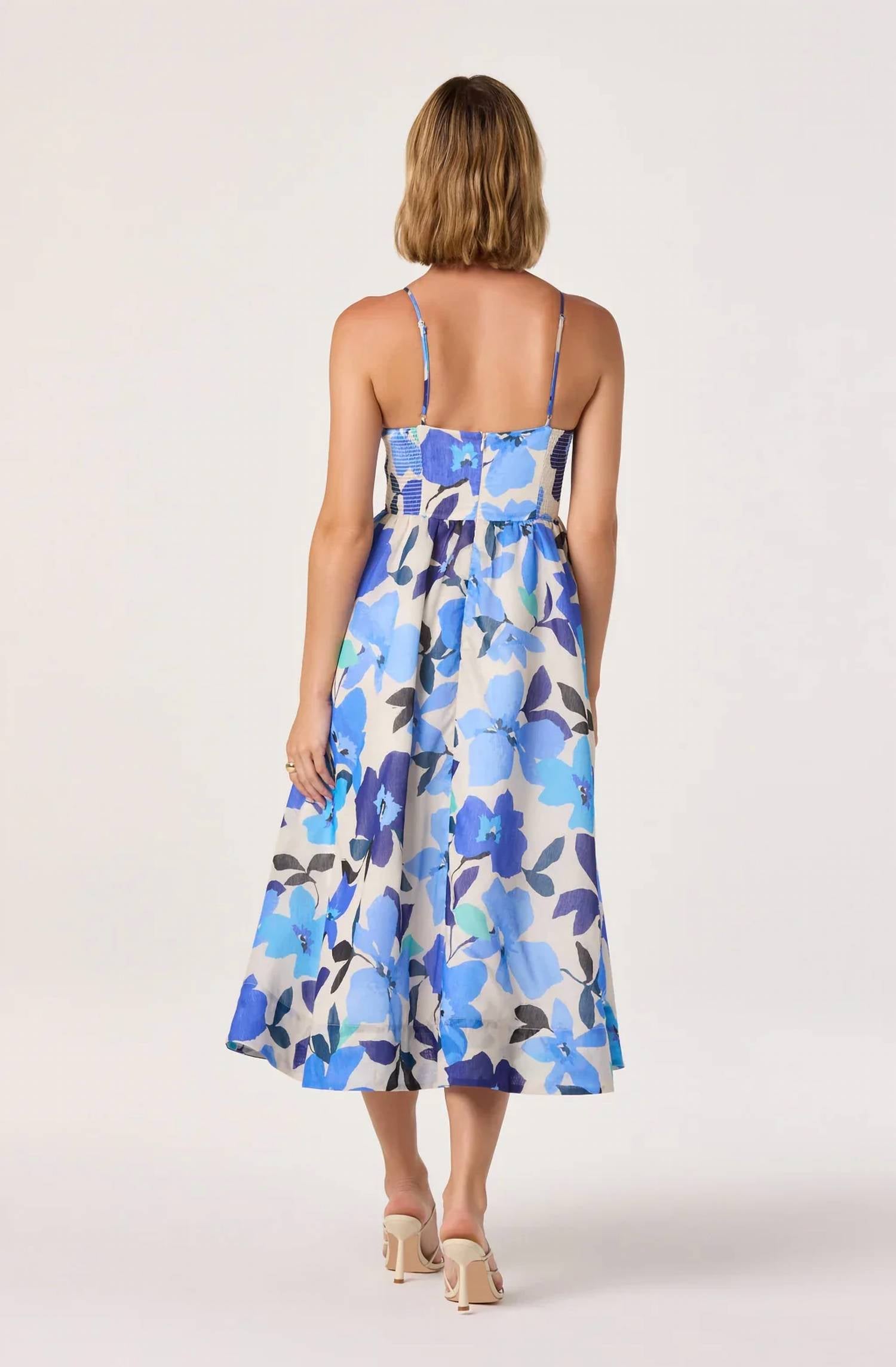 Astr - Janna Floral Plunge Midi Dress