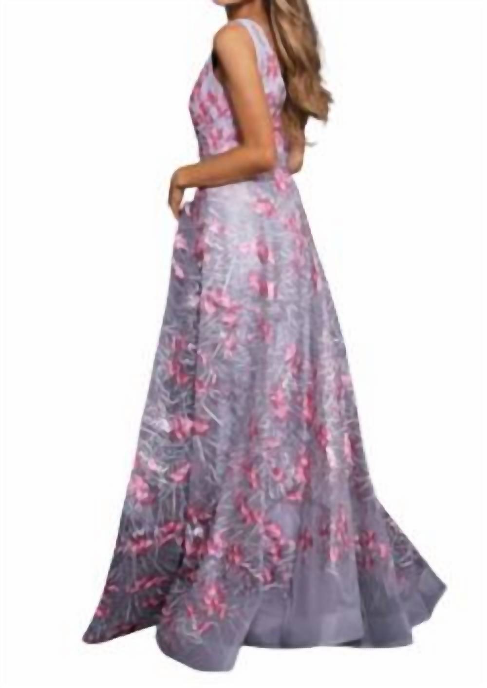 Embroidered floral gown