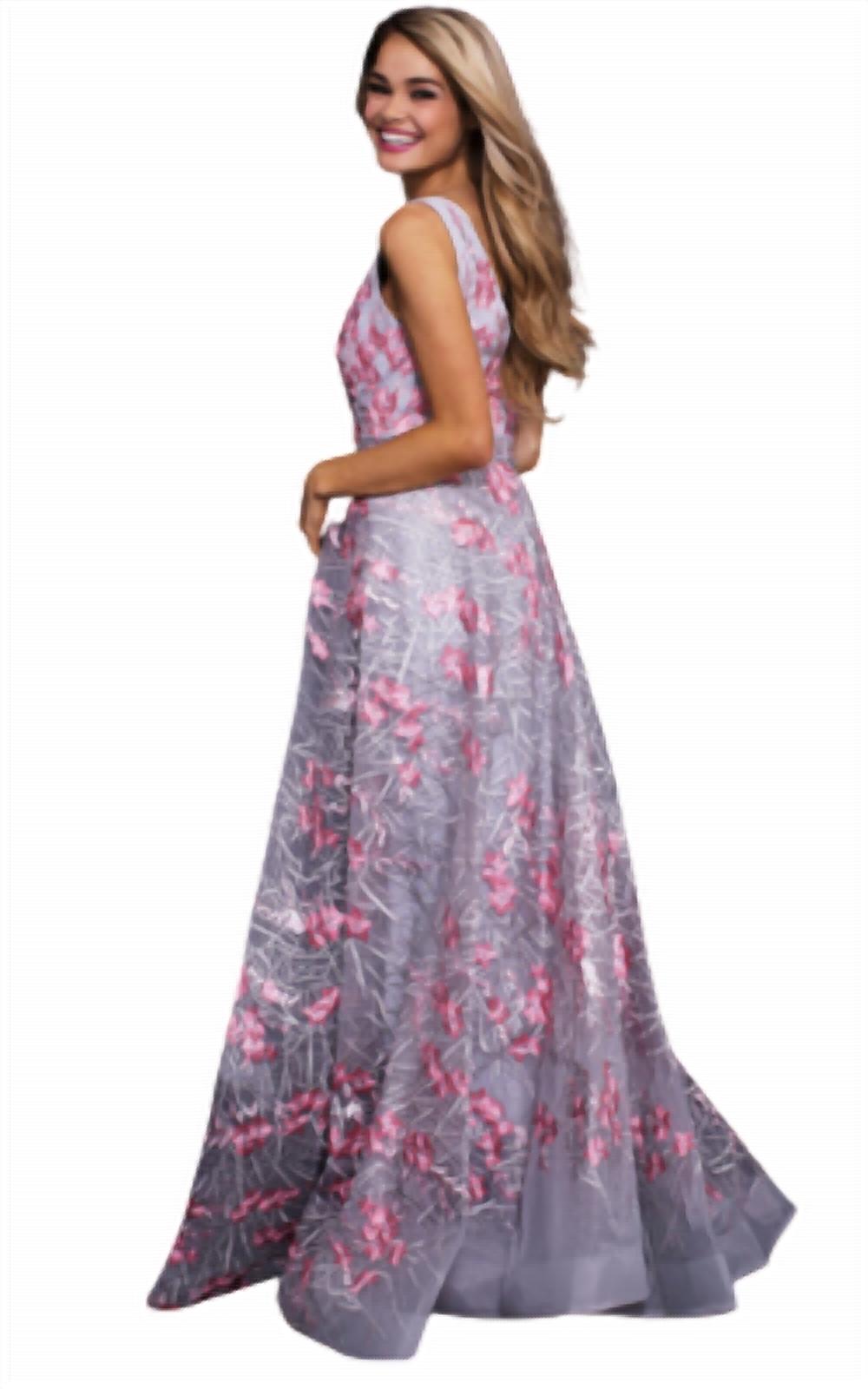 Embroidered floral gown