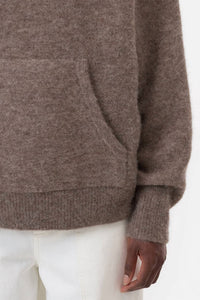 CLOSED Relaxed Long Sleeve Hoodie in clay beige - women's top - alternate view