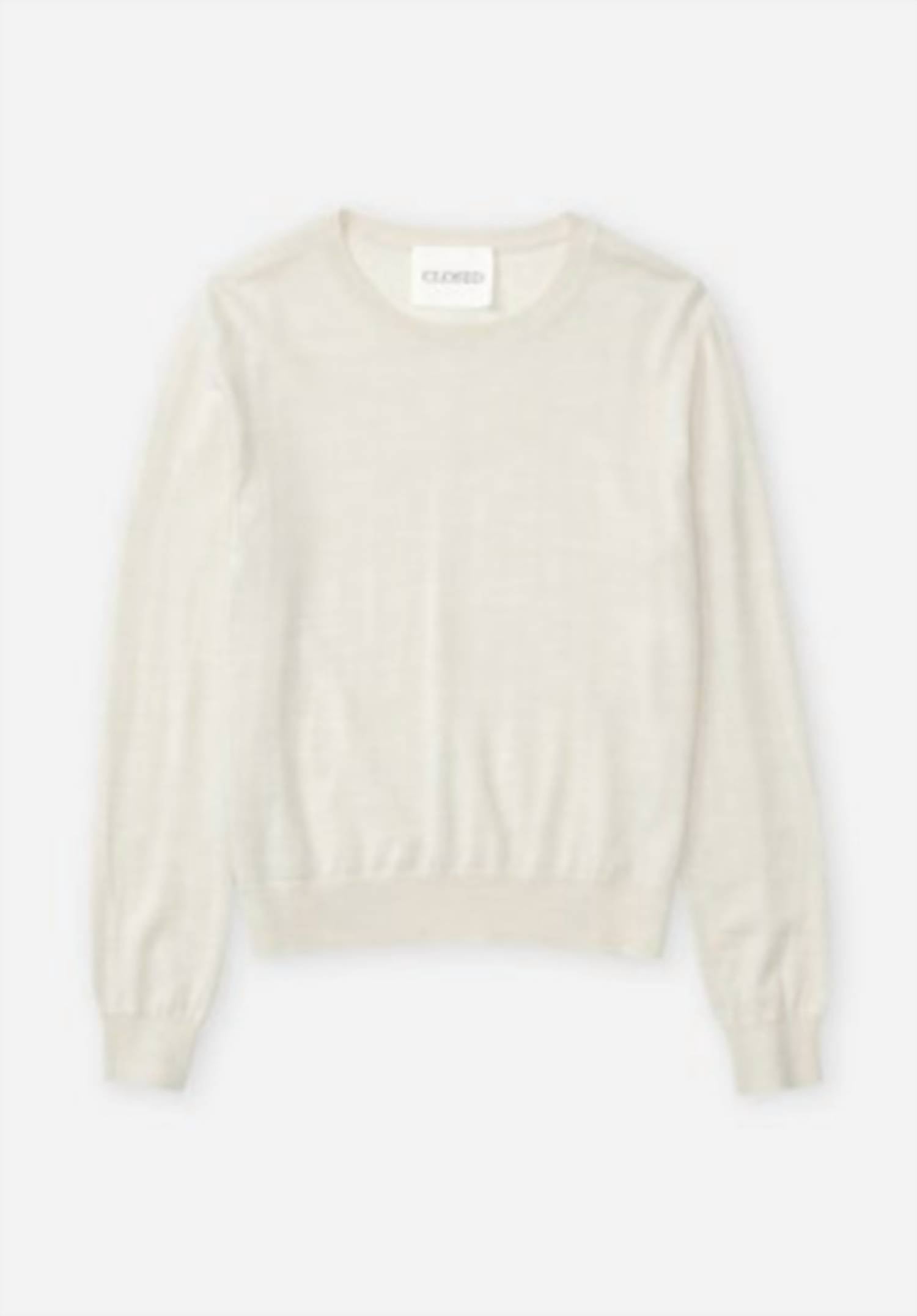CLOSED Women's Long Sleeve Crewneck Knit Sweater in cream - women's sweater