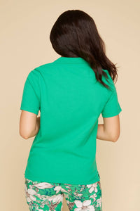 Renuar Everyday Essential Zip Polo Shirt in jade - women's t-shirt - alternate view