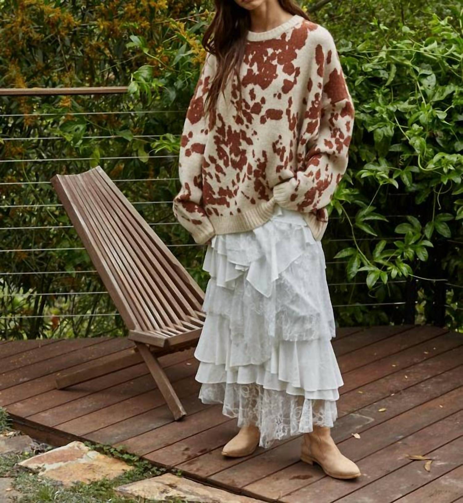 By Together - Knit Animal Pattern Detail Sweater Top