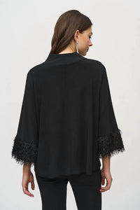 Joseph Ribkoff Women's Mock Neck Top in black - women's long sleeve top - alternate view