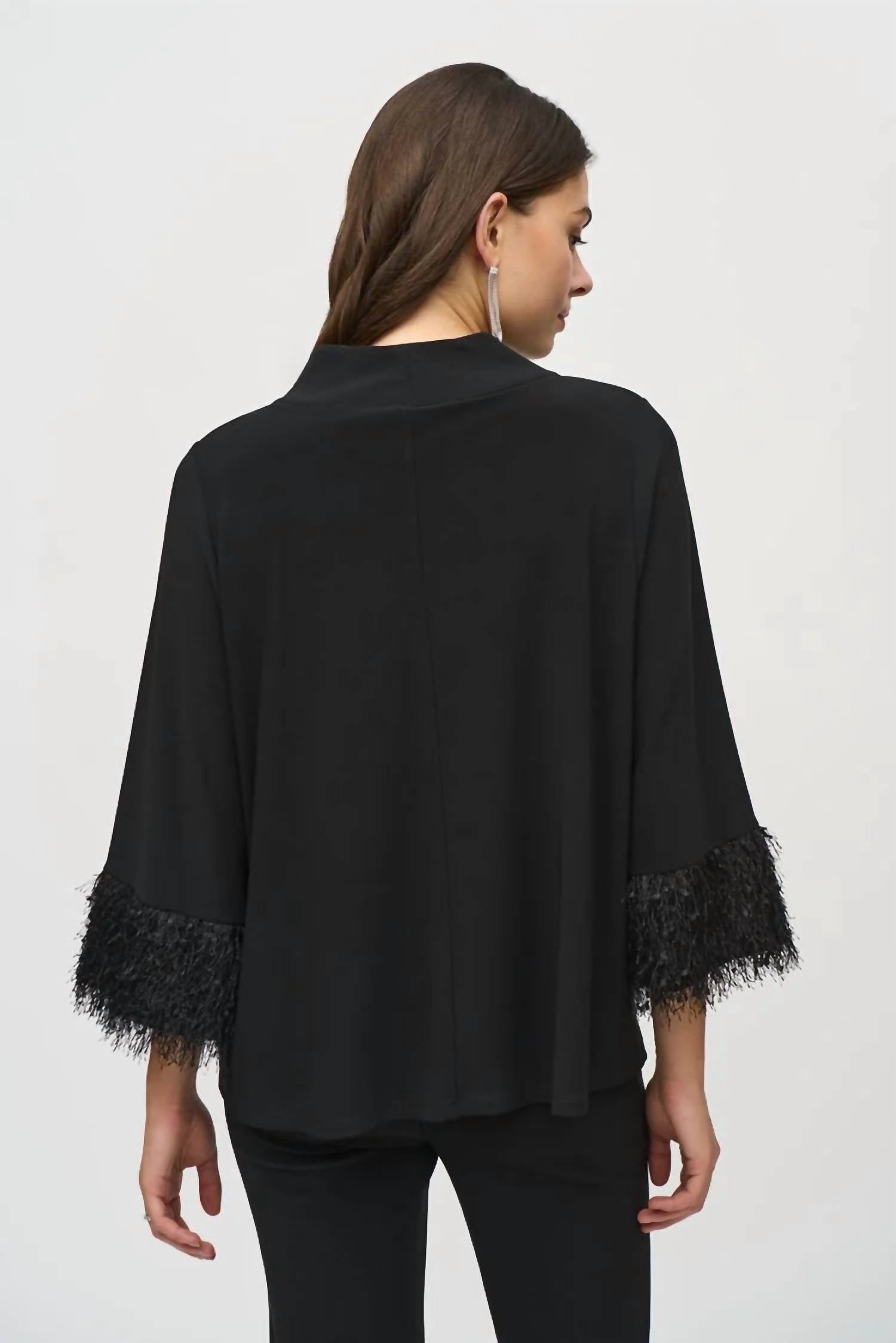 Joseph Ribkoff Women's Mock Neck Top in black - women's long sleeve top - alternate view