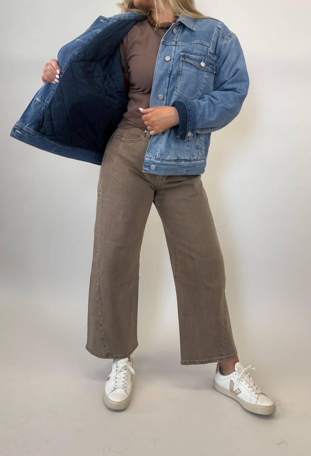 PISTOLA Landon Quilted Denim Jacket in prestige - women's jacket - detail view