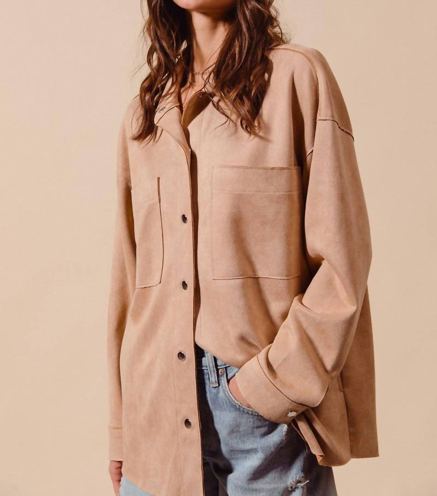 So Me - Women's Suede Snap Shacket