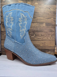 Wild Diva - Women's Rhinestone Mid-calf Cowgirl Boot