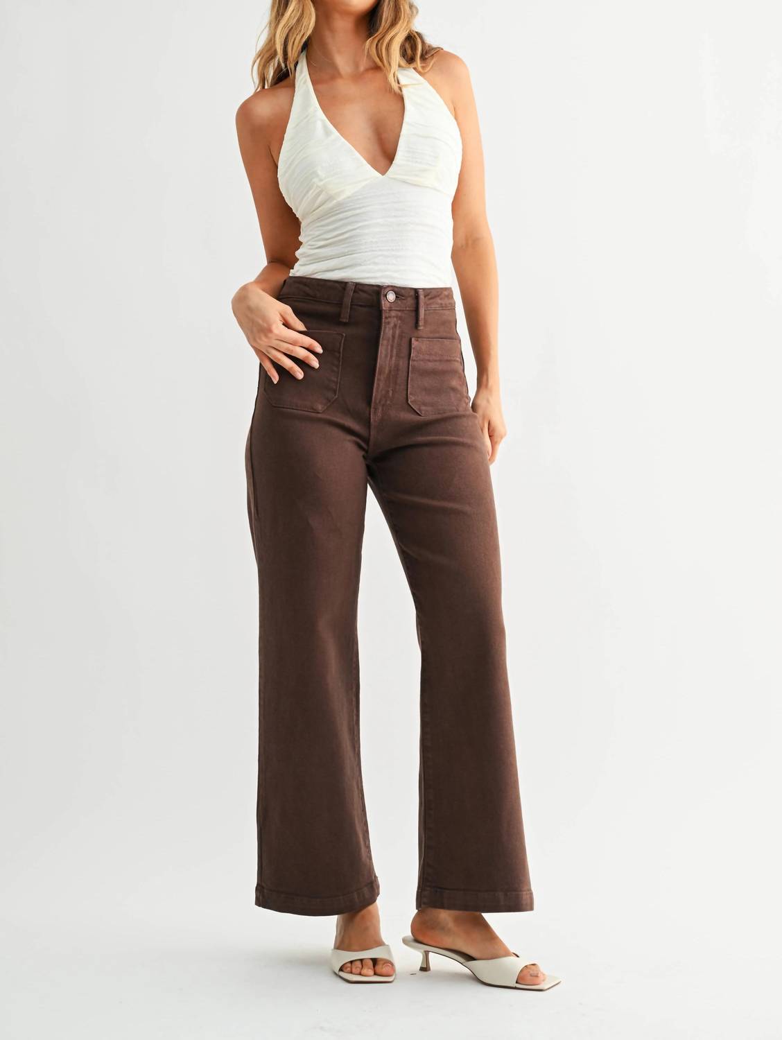 Just Black Denim - Patch Pocket Wide Leg Pants