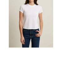 Patrick Assaraf Pima Stretch Short Sleeve Baby Tee in white - women's t-shirt