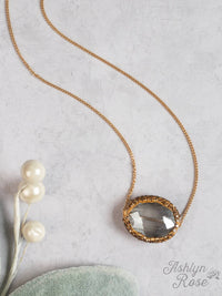 Southern Grace - Women's Simply Elegant Smoky Gemstone Beaded Chain Necklace