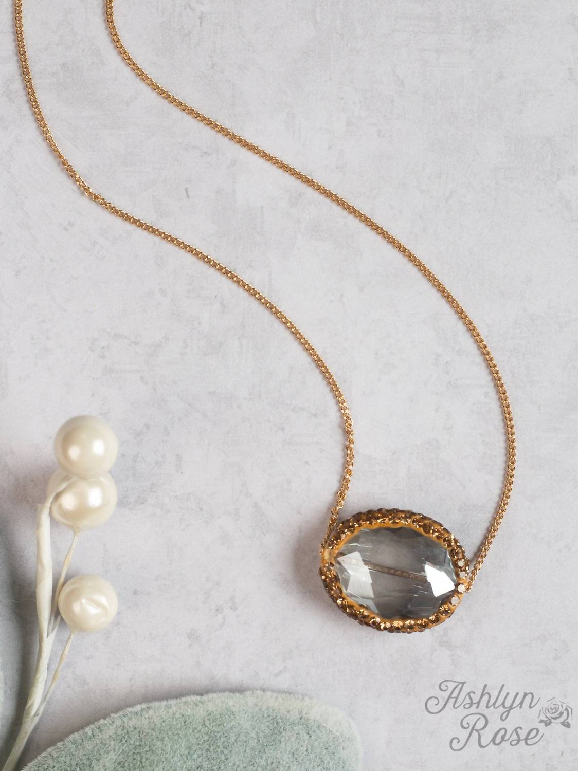 Southern Grace - Women's Simply Elegant Smoky Gemstone Beaded Chain Necklace