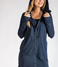RAE MODE Long Hooded Active Jacket - Plus Size in nocturnal navy - women's jacket - view 6