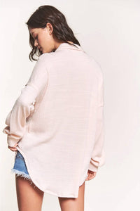 143 Story - Cozy Vibes Quilt Rib Button Down Top