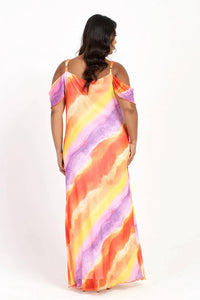 Fashion Szn Curve - Cold Shoulder Marble Print Maxi Dress - Plus