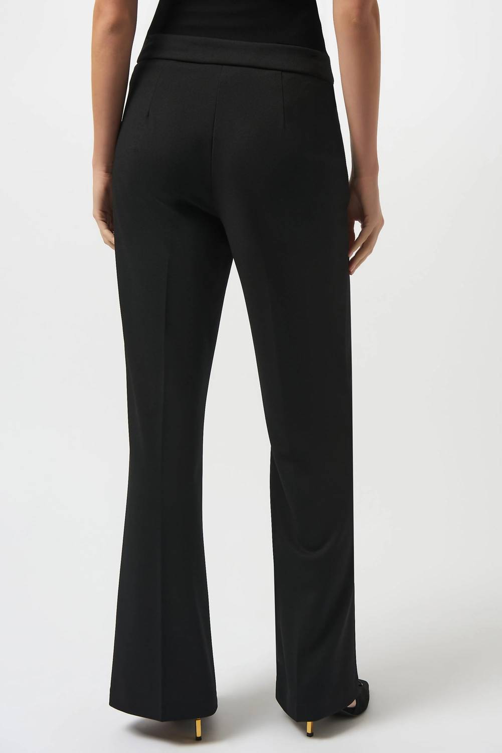 Joseph Ribkoff Pull On Mid-rise Flared Trouser in black - women's pants - detail view
