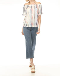 Charlie B - Striped Off-shoulder Peasant Blouse