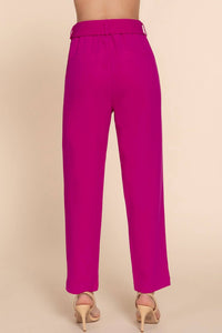 Active Usa - Front Pocket Belted Stretch Pants