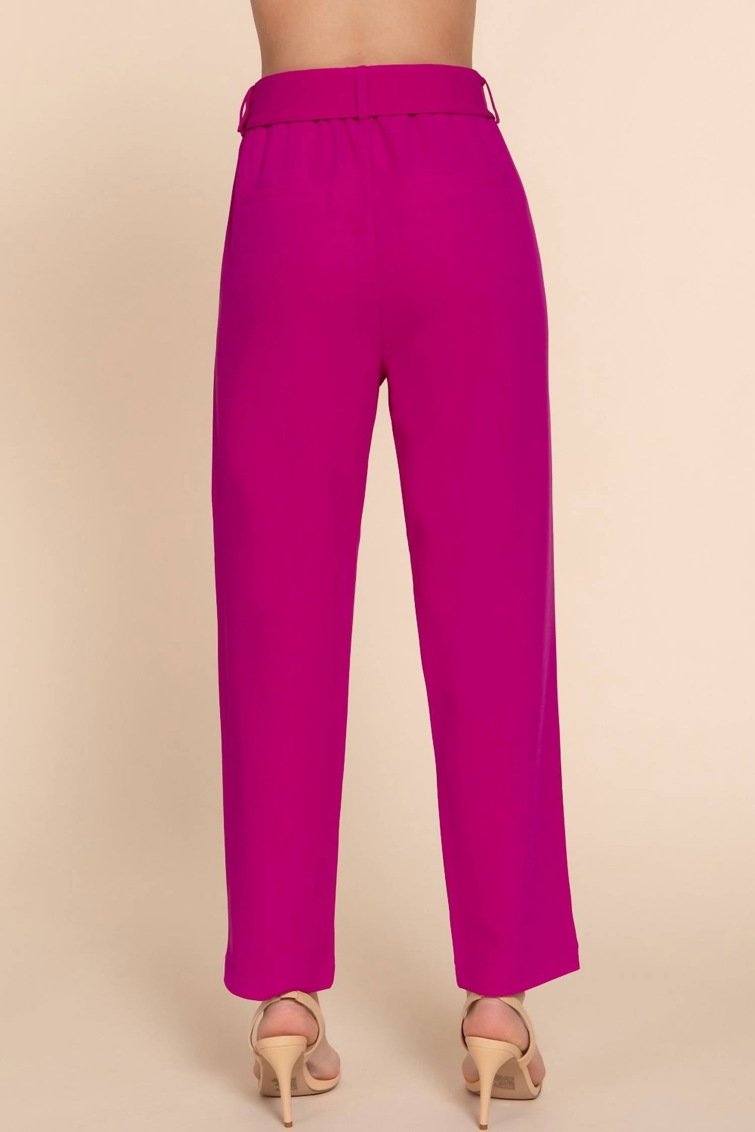 Active Usa - Front Pocket Belted Stretch Pants