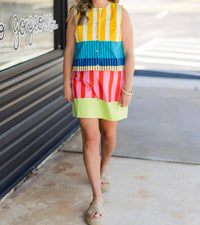 Karlie - Women's Marlowe Stripe Sleeveless Button Up Top
