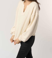 PROJECT SOCIAL T Tahlia Notch Neck Sweatshirt in cream - women's top - alternate view
