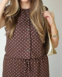 GILLI Piper Polka Dot Set in brown - women's sleepwear - detail view