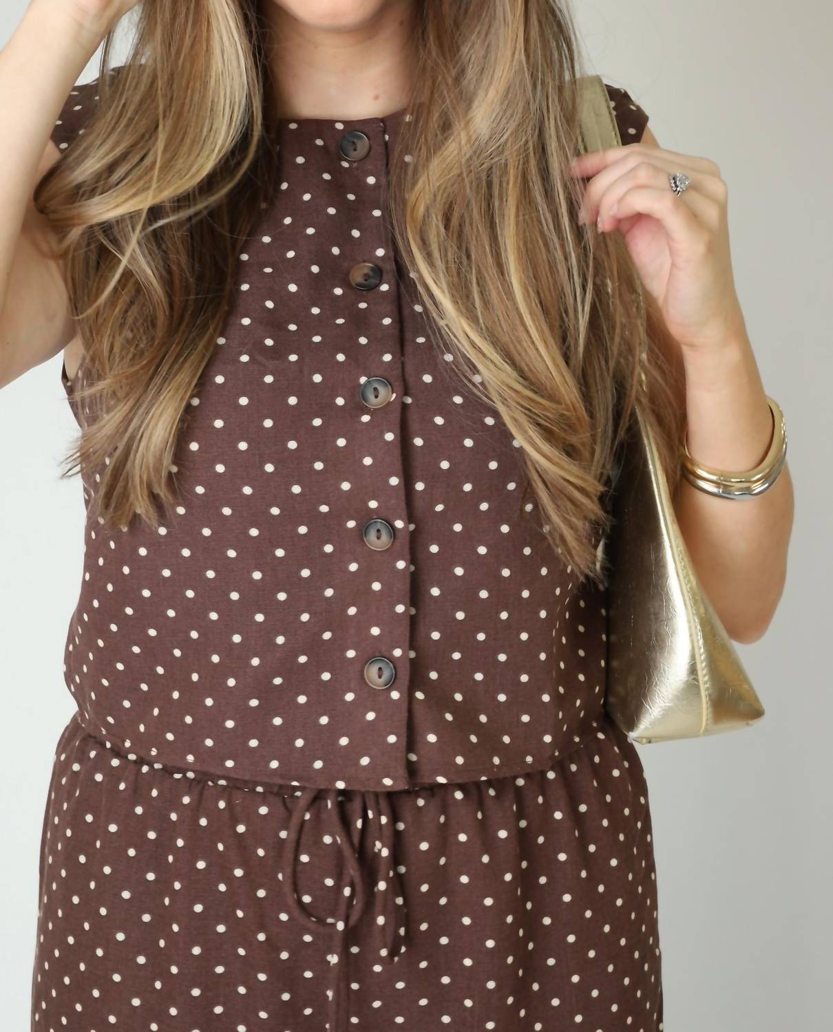 GILLI Piper Polka Dot Set in brown - women's sleepwear - detail view