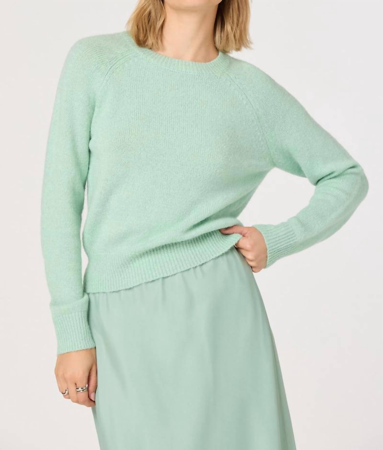 ASTR Brigett Classic Crewneck Sweater in mint - women's sweater - detail view
