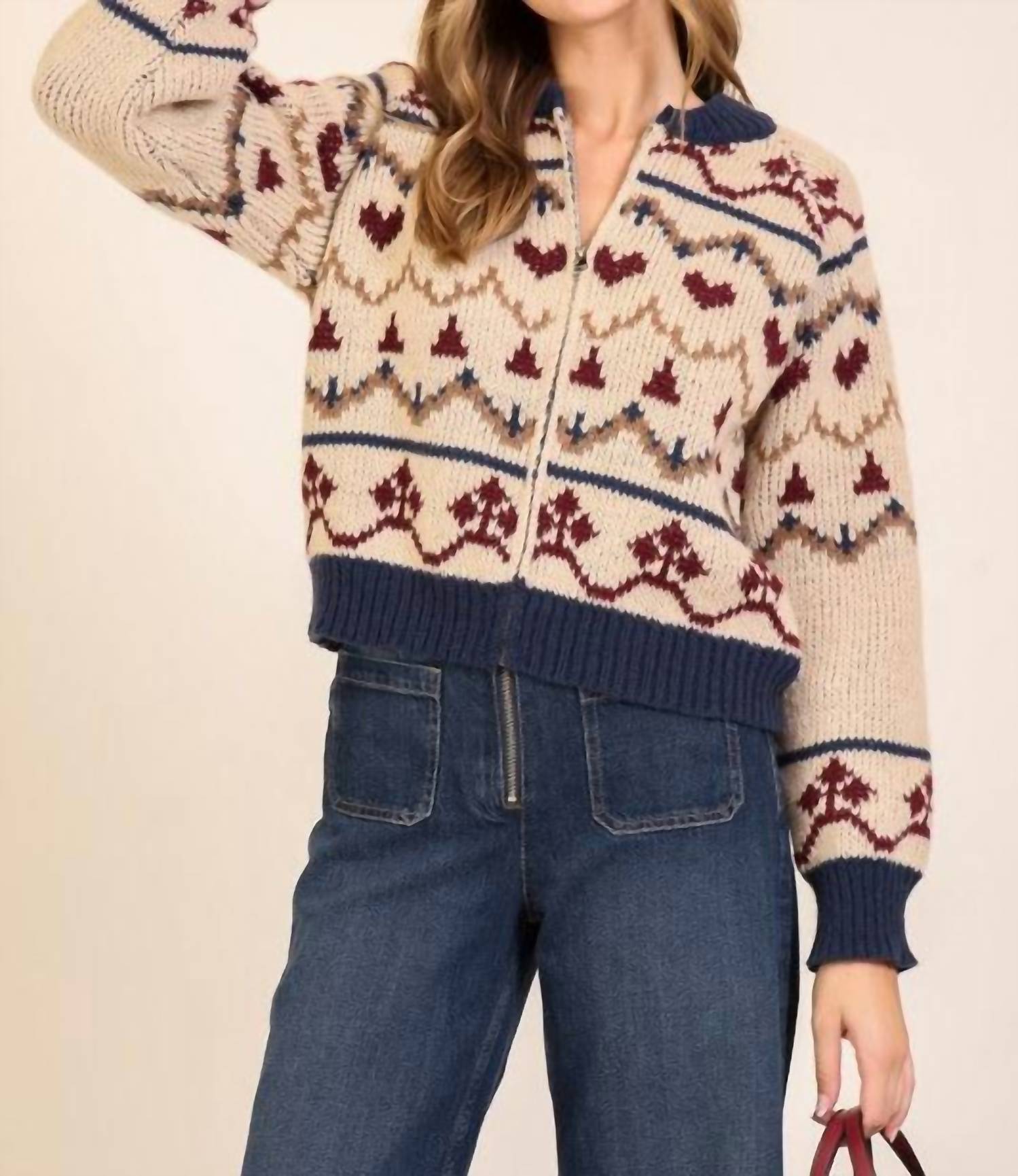 Lumiere - Aspen Nordic Zip Knit Sweater