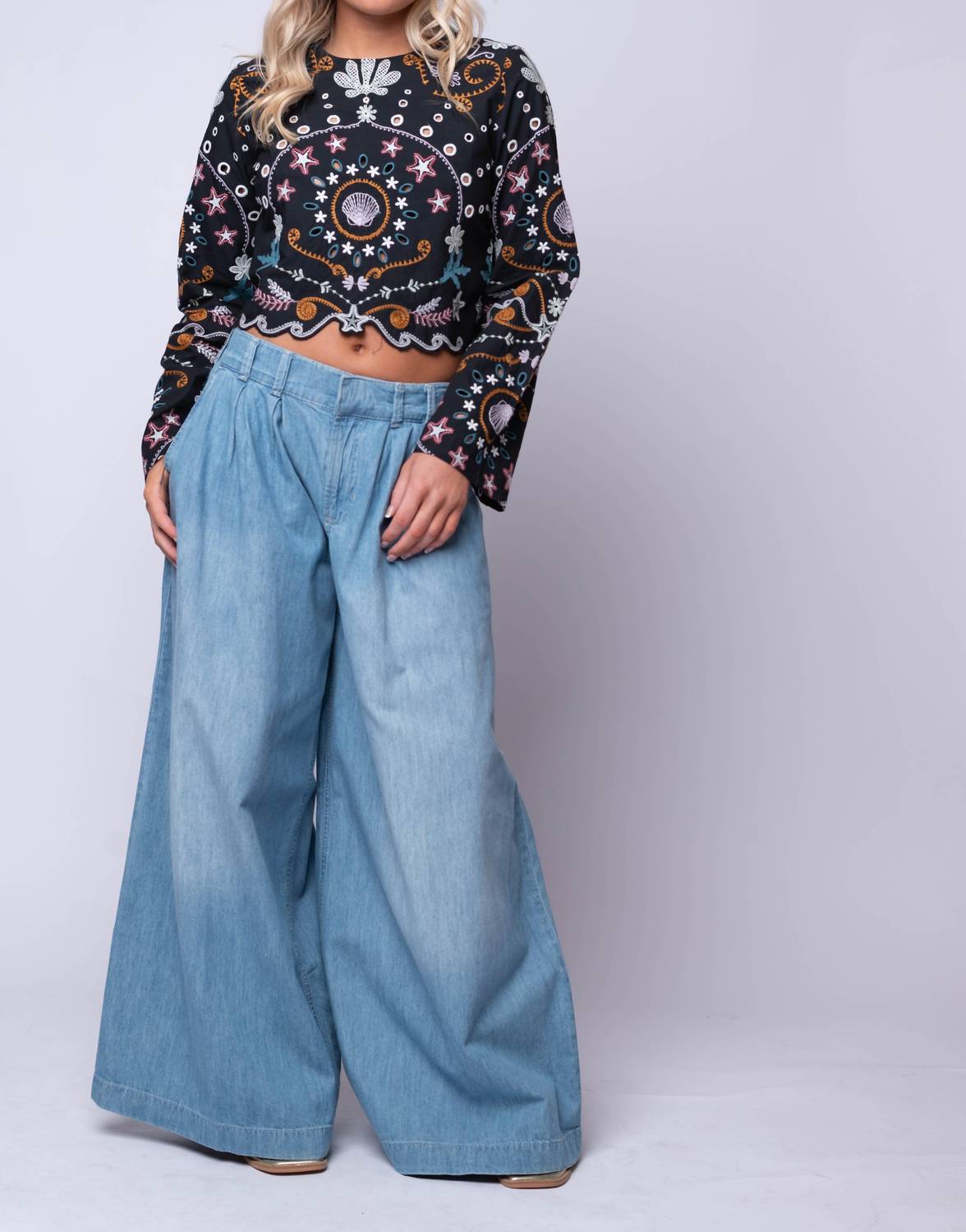 Cleobella Leela Embroidered Top in black multi - women's blouse - view 5