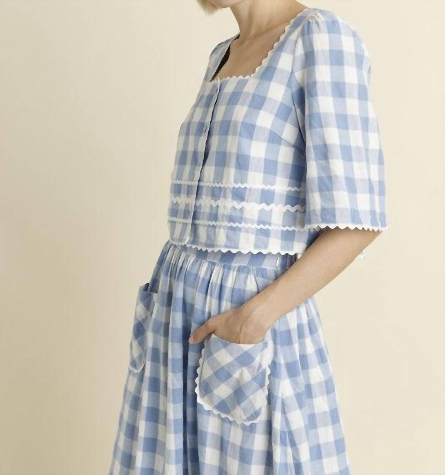 Aureum - Gingham Button Front Top