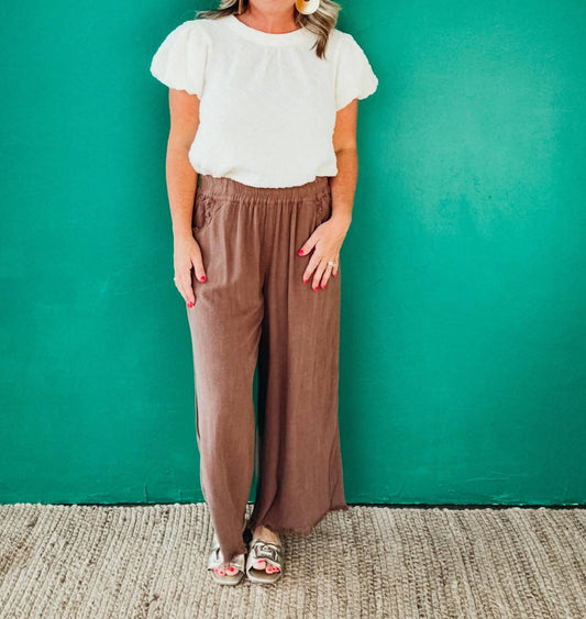 Umgee - Tabitha Wide Leg Cropped Linen Pants