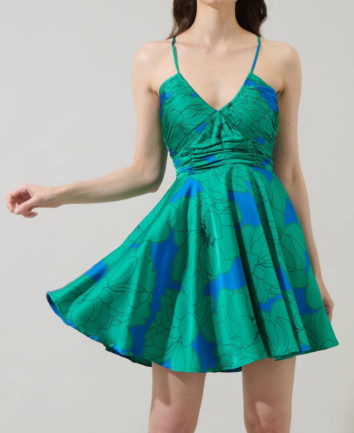 Sugarlips - Morgany Floral Cerese Flare Mini Dress