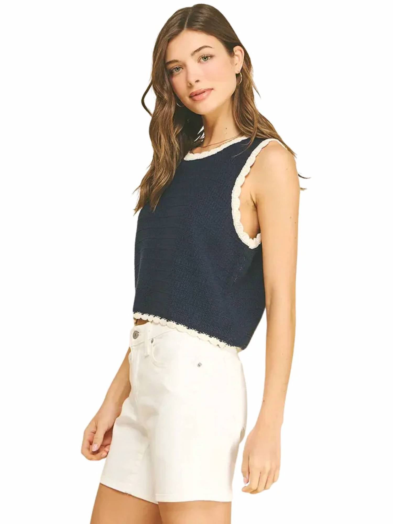 Pinch - Crochet Trim Knit Tank