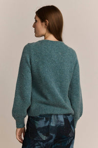 M.PATMOS Lydia Crewneck Cardigan in mineral - women's cardigan - detail view