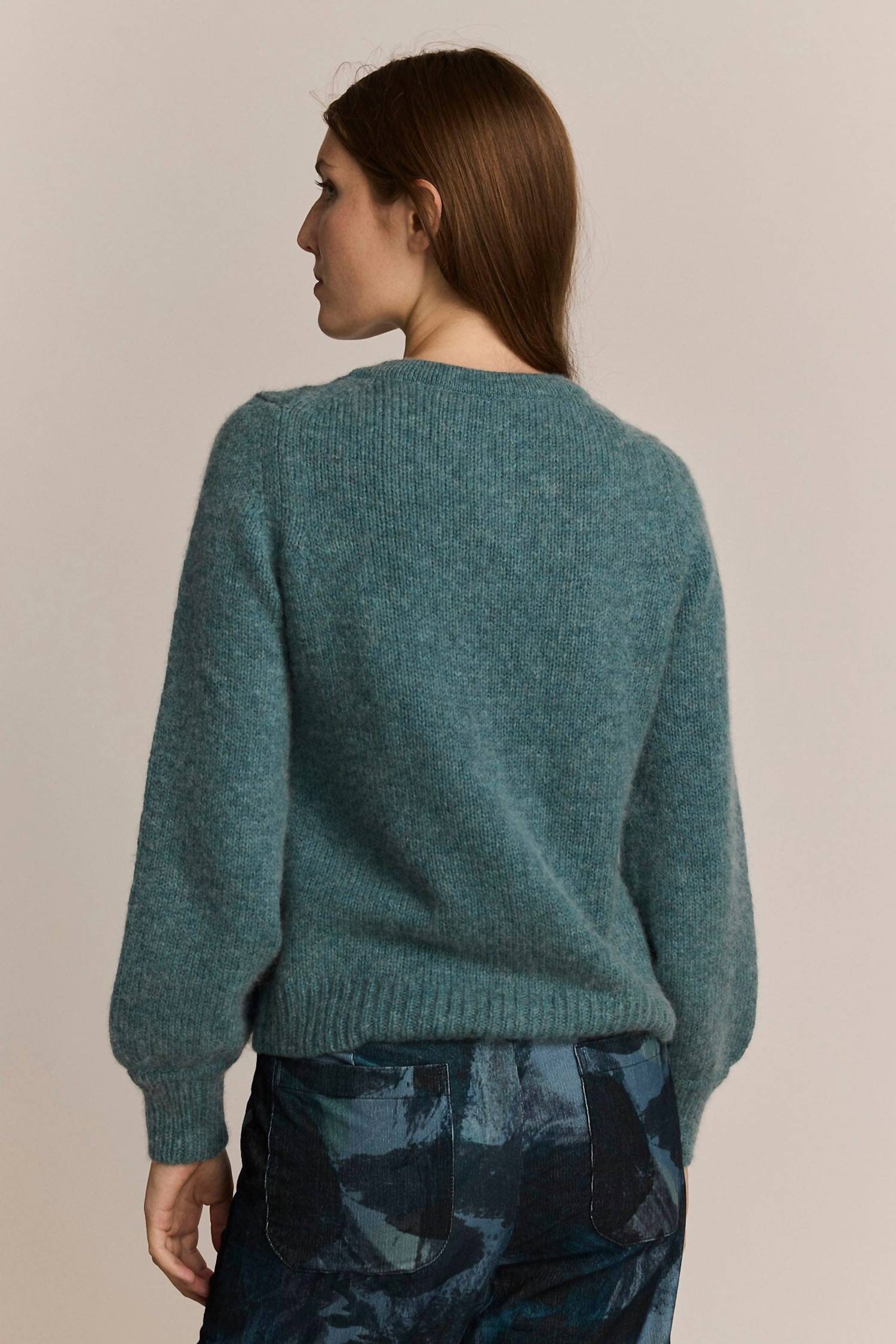 M.PATMOS Lydia Crewneck Cardigan in mineral - women's cardigan - detail view