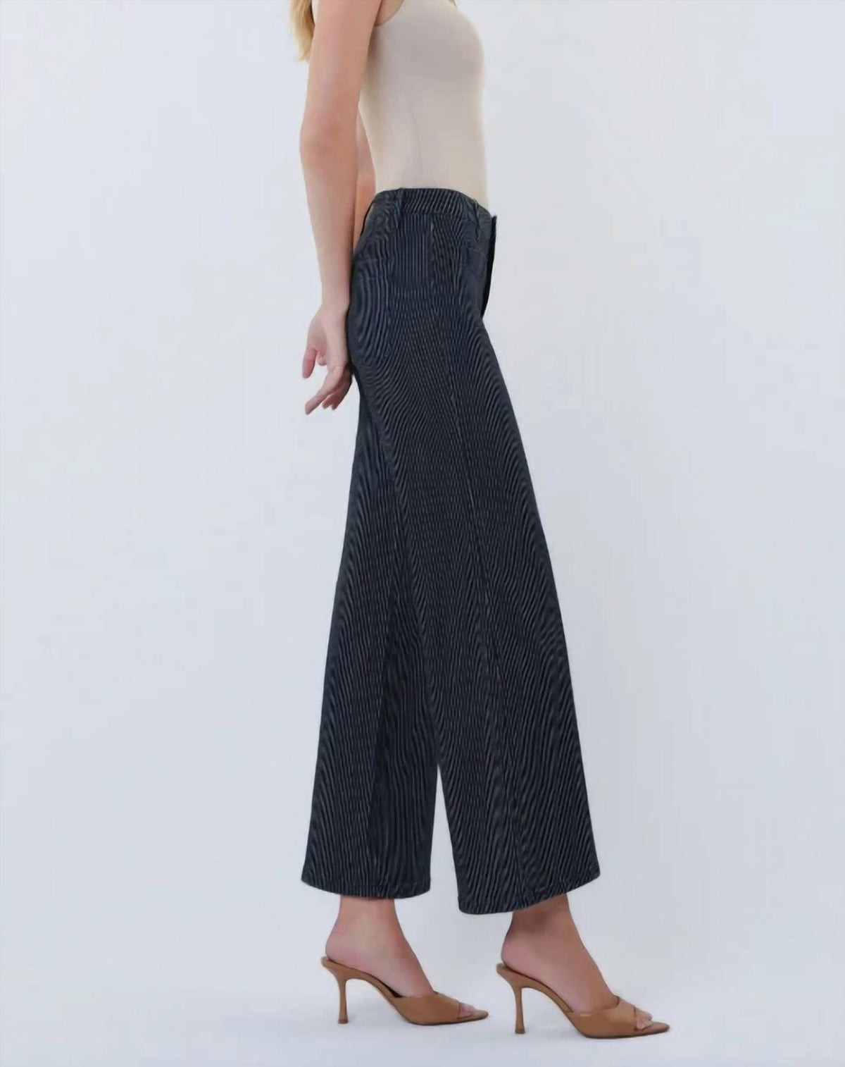 Vervet By Flying Monkey - Striped Crop Wide Leg Pant