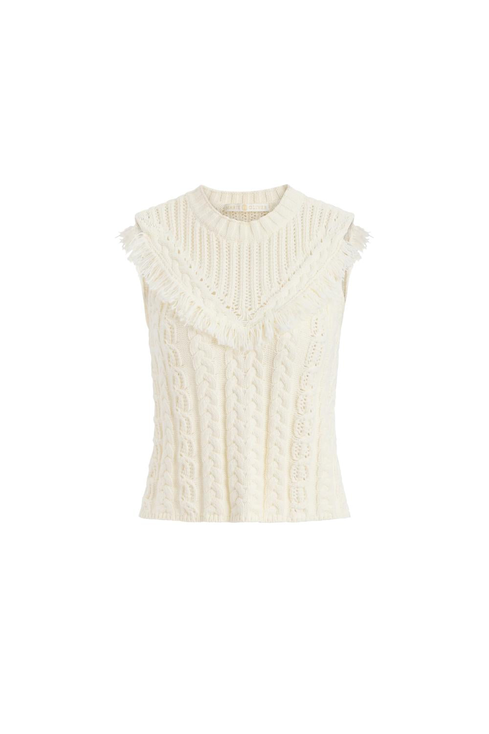 Marie Oliver Wesley Top in ivory - women's tank top - detail view