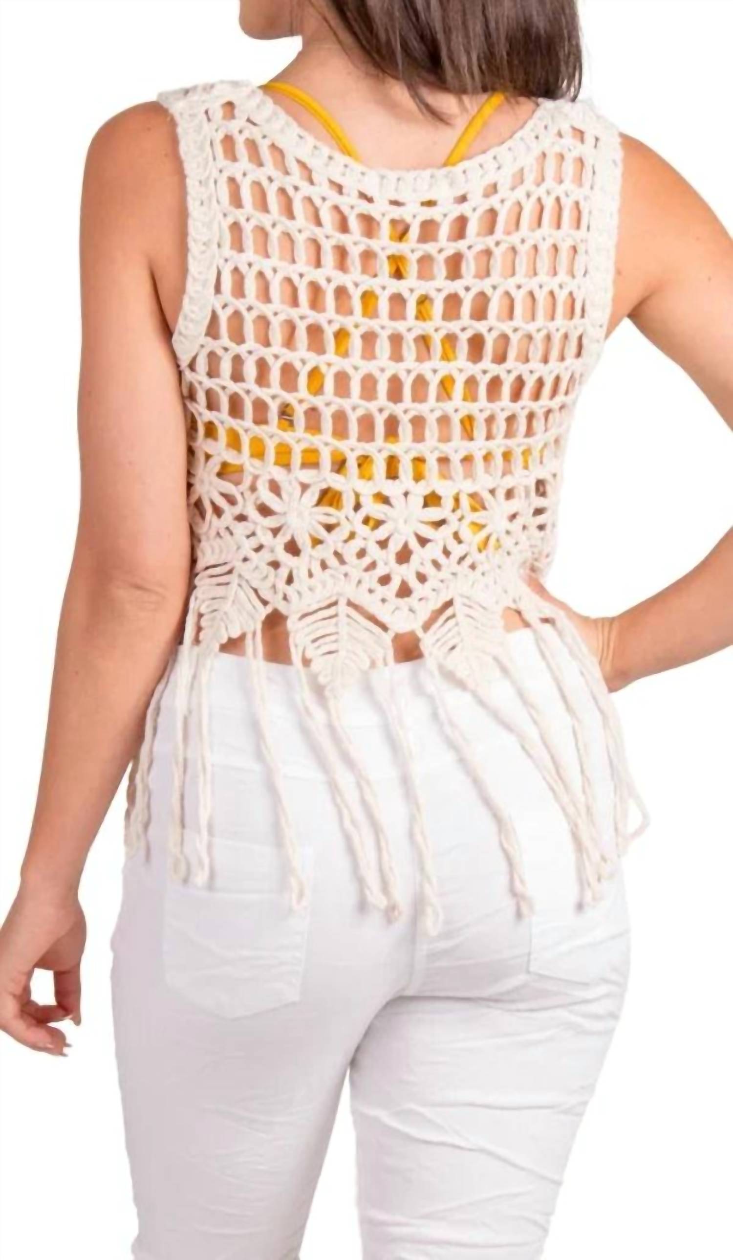 GIGI MODA Nikki Crochet Tank in beige - women's tank top - alternate view