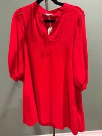 Jodifl Women's Basic V-Neck Dress in red - women's dress